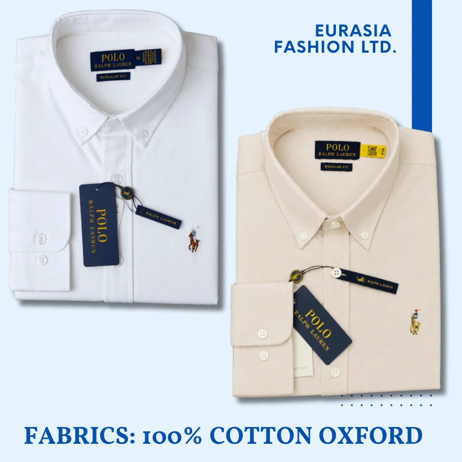 2 Pes Combo - Regular Fit Garment-Dyed Oxford Shirt- White / Beige