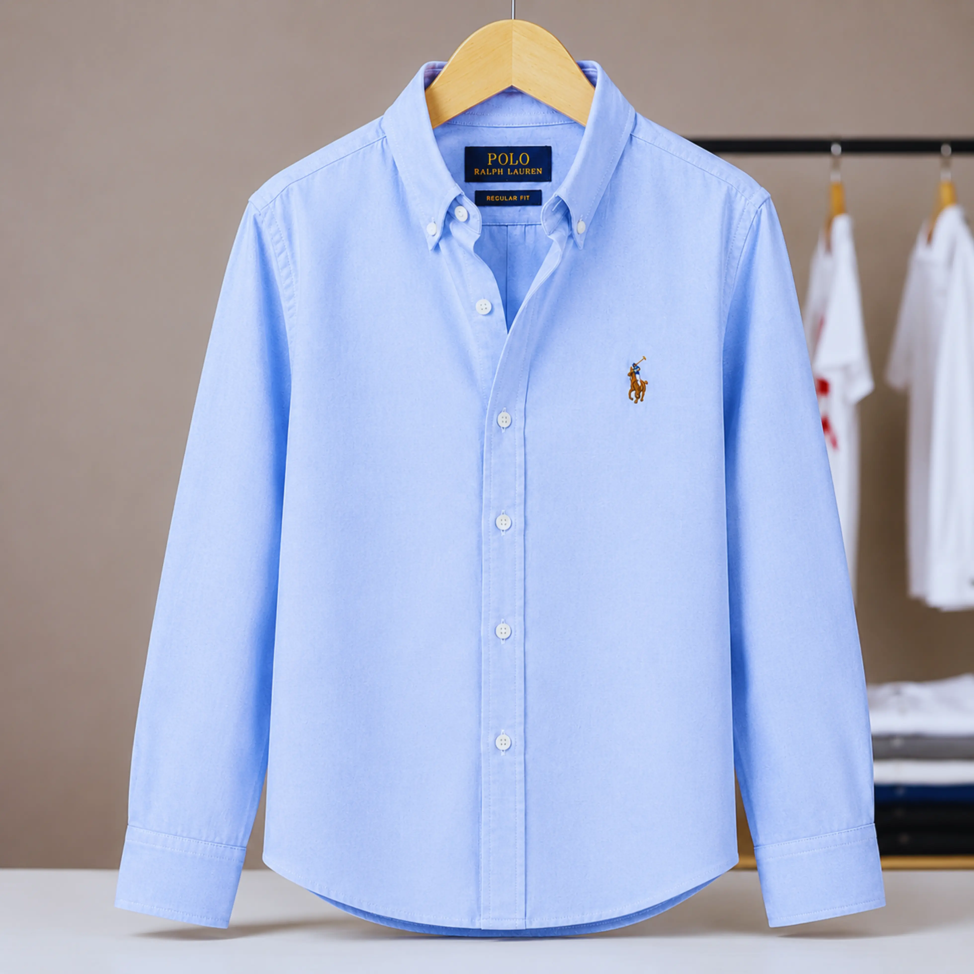 Regular Fit Garment-Dyed Oxford Shirt-Sky Blue